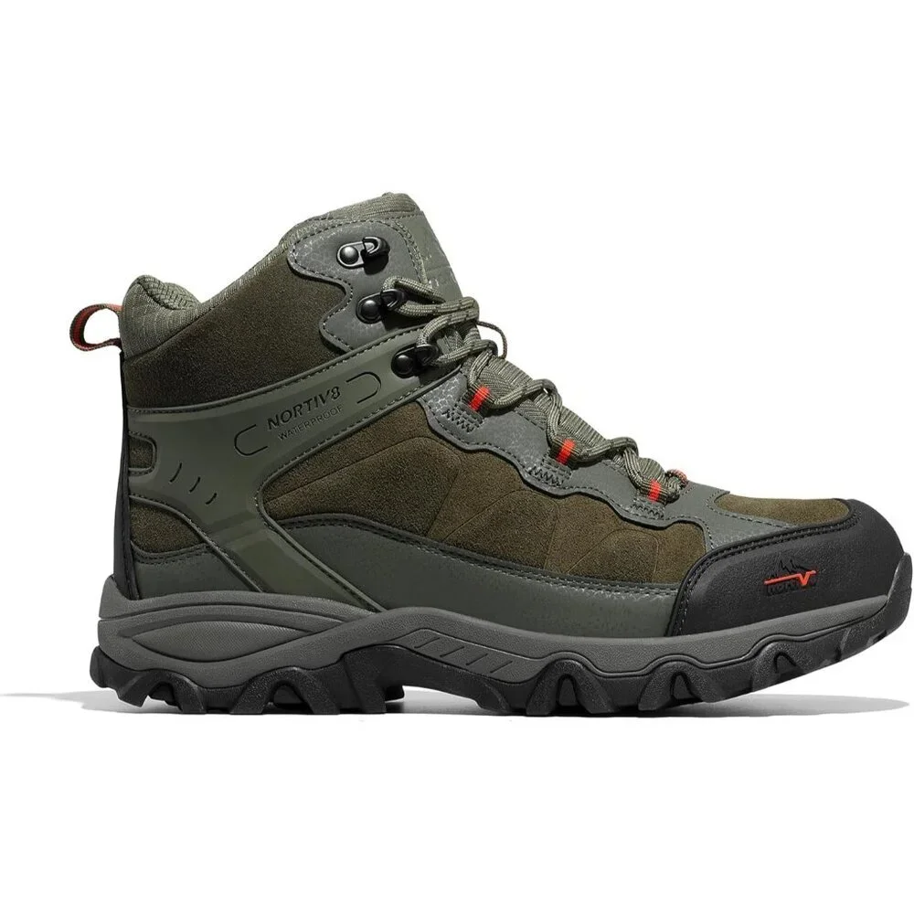 NORTIV 8 Men's Hiking Boots Mid Trekking Mountaineering Shoes Army Green